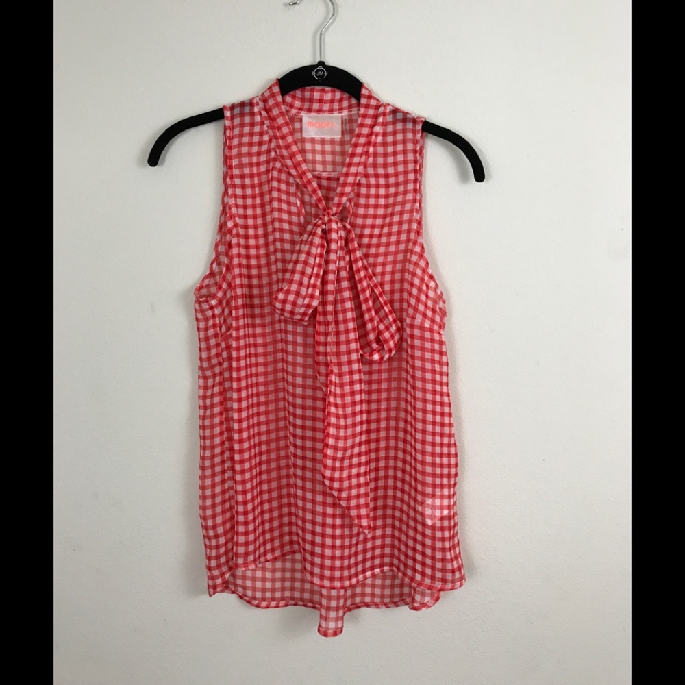 MOON Collection red and white checkered top